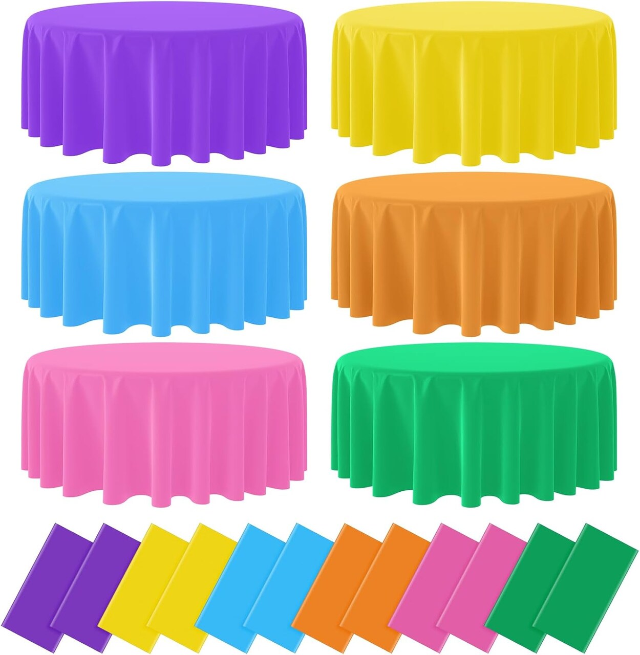 12-Pack Round Cinco de Mayo Tablecloths 84in – Multi-Color Disposable Mexican Fiesta Party Decor